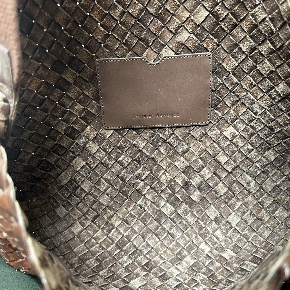 Loeffler Randall Woven Leather Shoulder Bag Brown Purse Wide Strap Adjustable - Picture 15 of 16